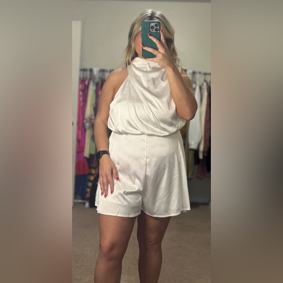 White Satin Romper - Picture 4 of 10